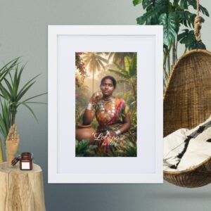 Surinaamse odo "Lobi pasi no abi fara" Ingelijste matte poster met mat frame (cm)