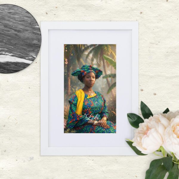 Surinaamse odo "Lobi abi grani" Ingelijste matte poster met mat frame (cm)