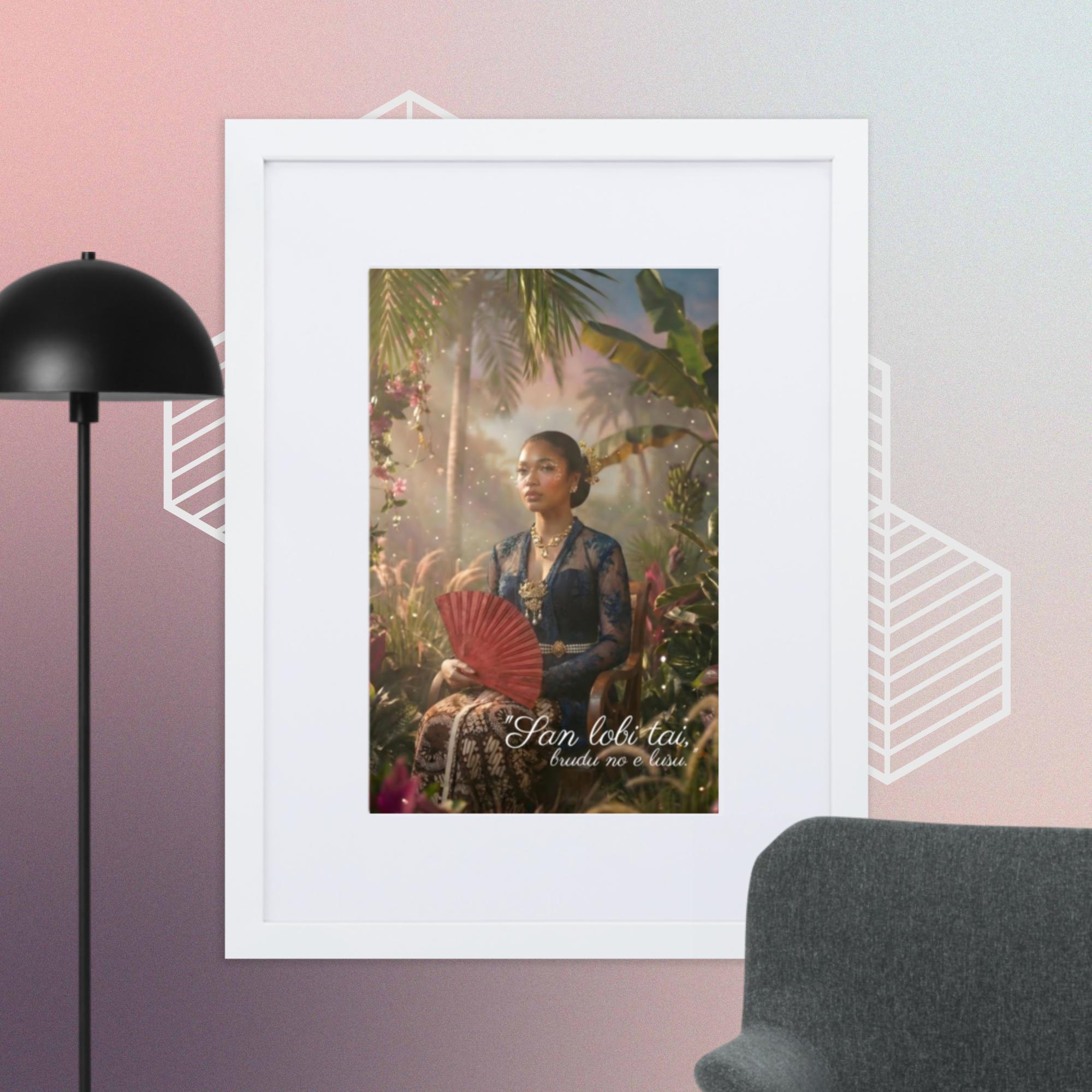 Surinaamse Odo "San lobi tai, brude no lusu." Ingelijste matte poster met mat frame (cm) - Afbeelding 2