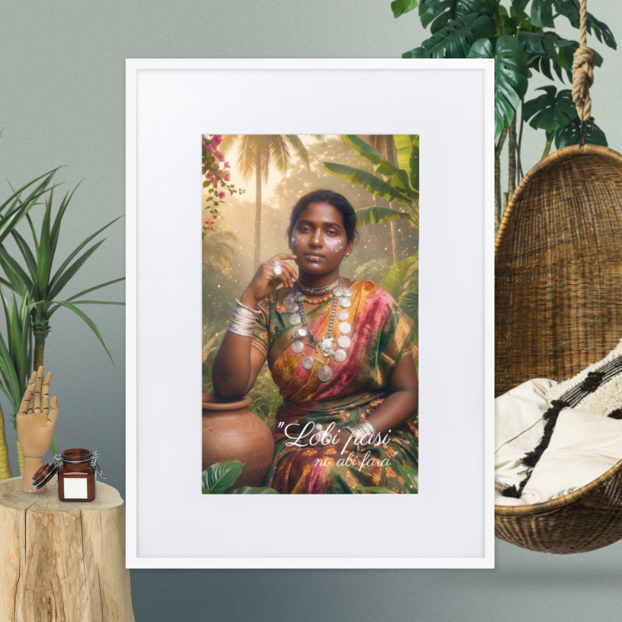 Surinaamse odo "Lobi pasi no abi fara" Ingelijste matte poster met mat frame (cm) - Afbeelding 3