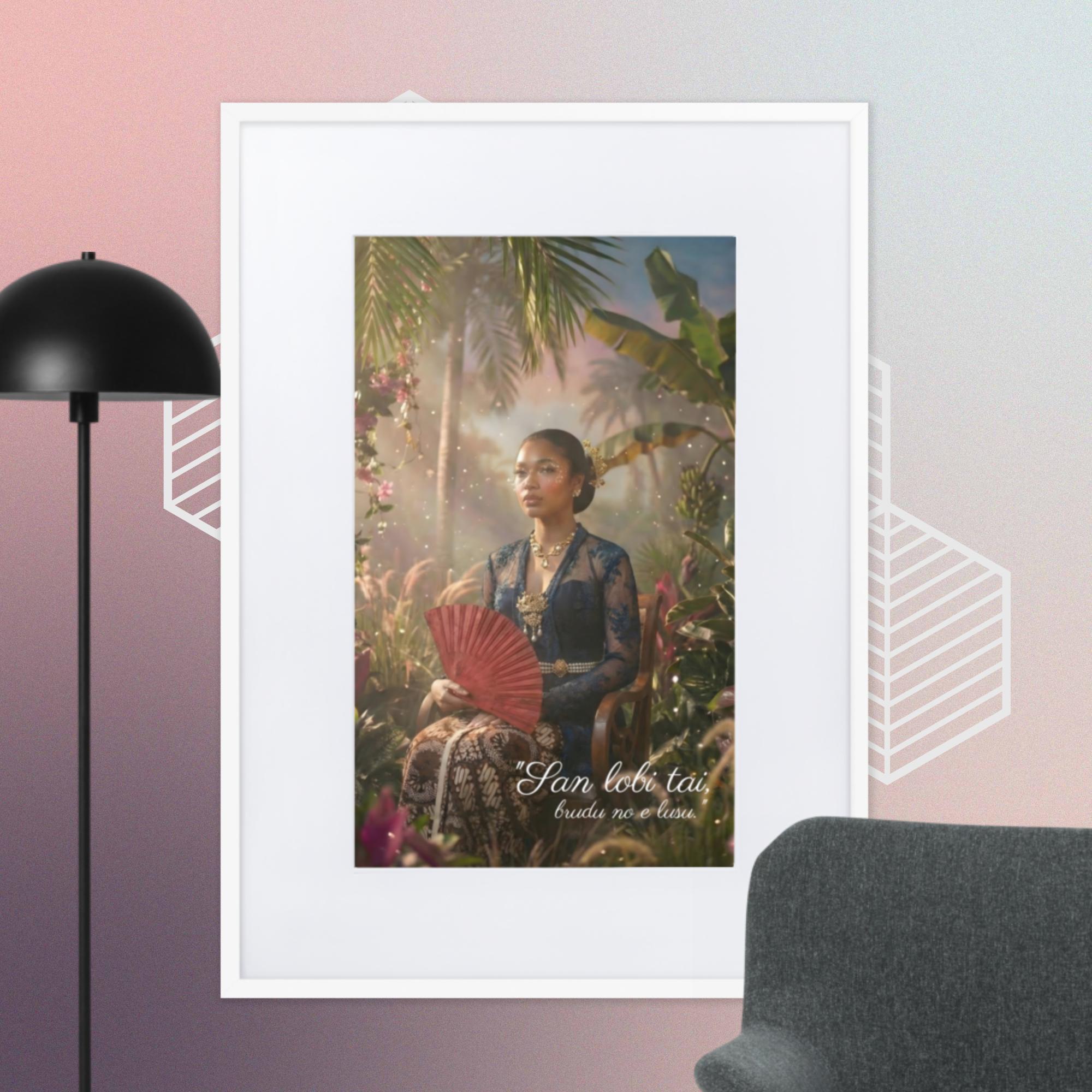 Surinaamse Odo "San lobi tai, brude no lusu." Ingelijste matte poster met mat frame (cm) - Afbeelding 3