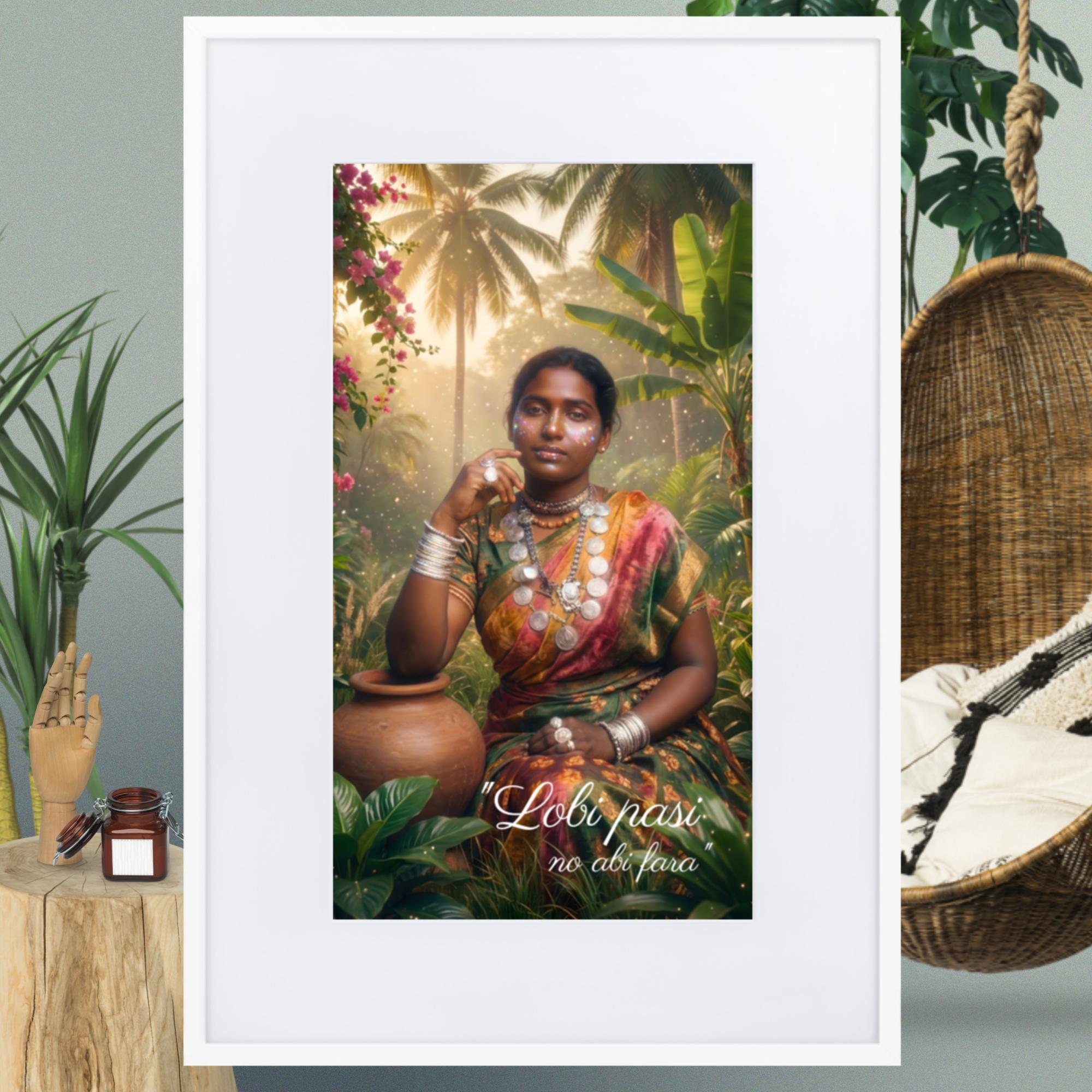 Surinaamse odo "Lobi pasi no abi fara" Ingelijste matte poster met mat frame (cm) - Afbeelding 4